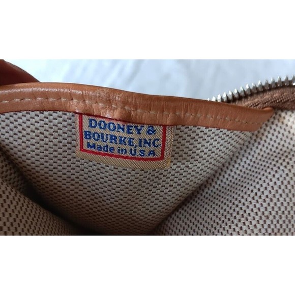 Vtg Dooney & Bourke Satchel Domed Shoulder Strap Leather & Canvas Monogram 80s - Picture 9 of 11